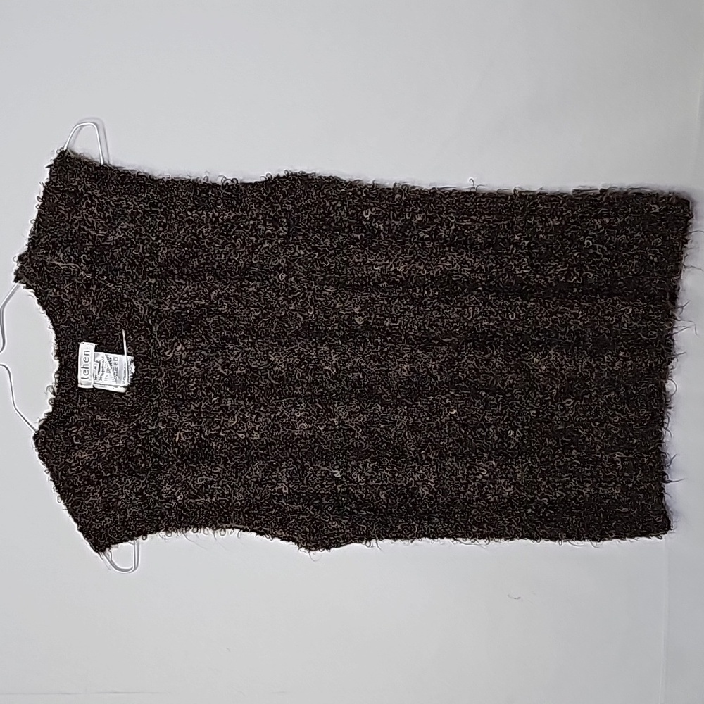 Tehen Mohair Wool brown green purple knitted sleeveless scoop neck sweater Small